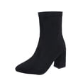 thumbnail image 1 of Black Ladies Suede Boots With Pointed Toe And Block Heel For A Comfortable And Stylish Option For Winter Outfits, 1 of 6