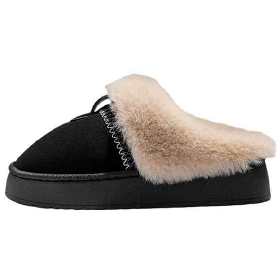 Black Ladies Versatile Slippers With Platform Design For Cold Weather Comfortable And Functional With Embroidered Accents