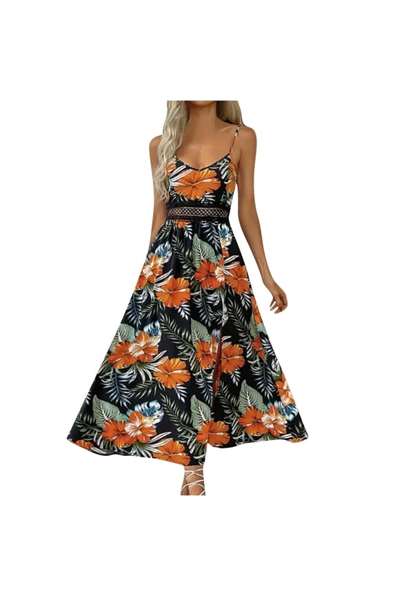 Black Ladies Vneck Lace Spandex Lounge Dresses for Juniors Sleeveless Slip Print Loose Fit Boho with Slit Long Summer Fall 2026 Clothing Fashion Country Concert Y2K XL