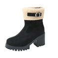 thumbnail image 1 of Black Ladies Winter Boots With A High Heel And Chunky Build Featuring Belt Buckle For Casual Wear, 1 of 9