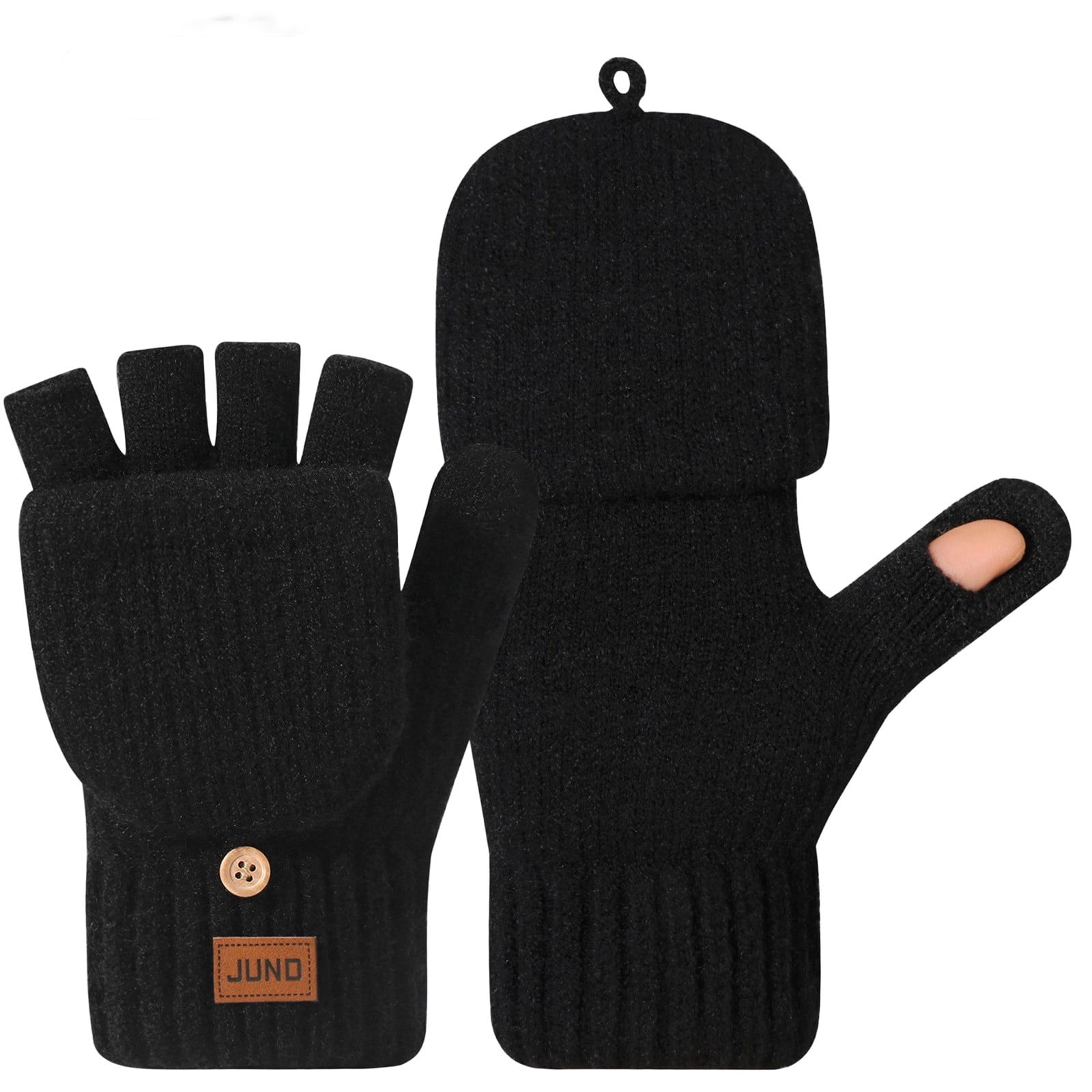 Black Ladies Winter Gloves With Double Layer Thick And Cozy For Cold ...
