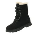 thumbnail image 1 of Black Ladies' Winter Lace-Up Shoes With Fleece Lining And Grippy Sole For Cozy Warmth, 1 of 9