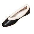 thumbnail image 1 of Black Ladies Winter Square Toe Plus Velvet Thick Warm Shoes Flat Sole For Comfort, 1 of 9