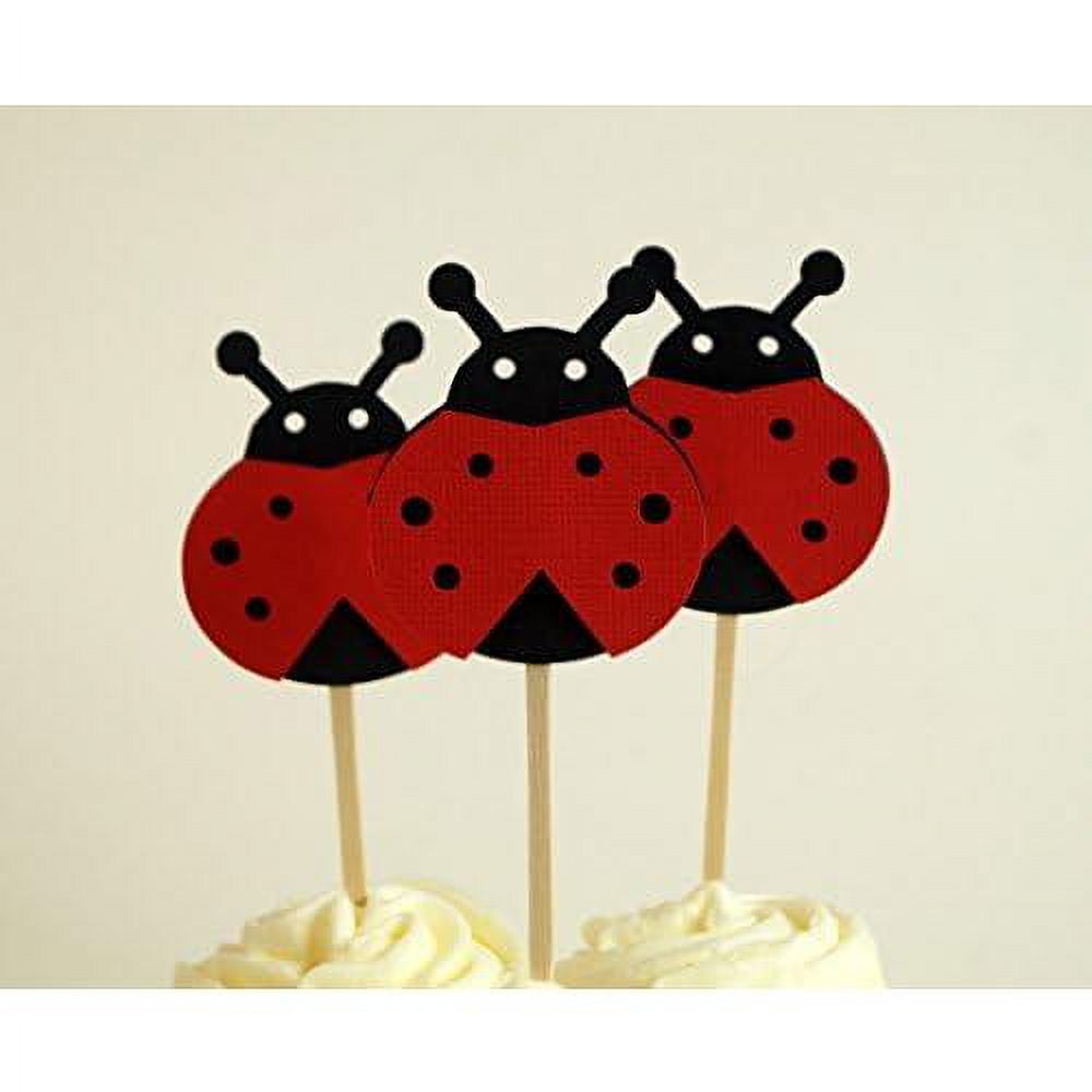 Black & Lady Bug Cupcake Toppers