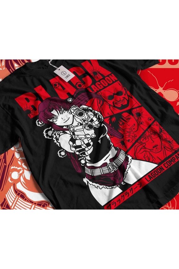 Black Lagoon Revy T-shirt Manga Strip Girl Anime Manga Gifts Shirt Tee All Size