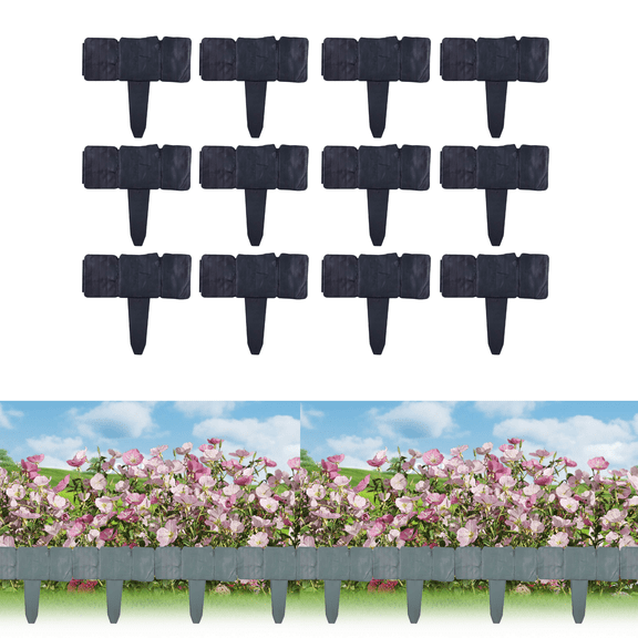 Black Landscape Edging Garden Faux Edging Border, Decorative Stone-Look Garden Border for Flower Bed Edging,Lawn,Landscaped Yard,Trees and Gardens,with Anchoring Spikes