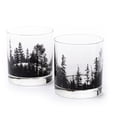 thumbnail image 1 of Black Lantern 11 Oz Forest Landscape Handmade Black Glass Whiskey Glass Set of 2, 1 of 4