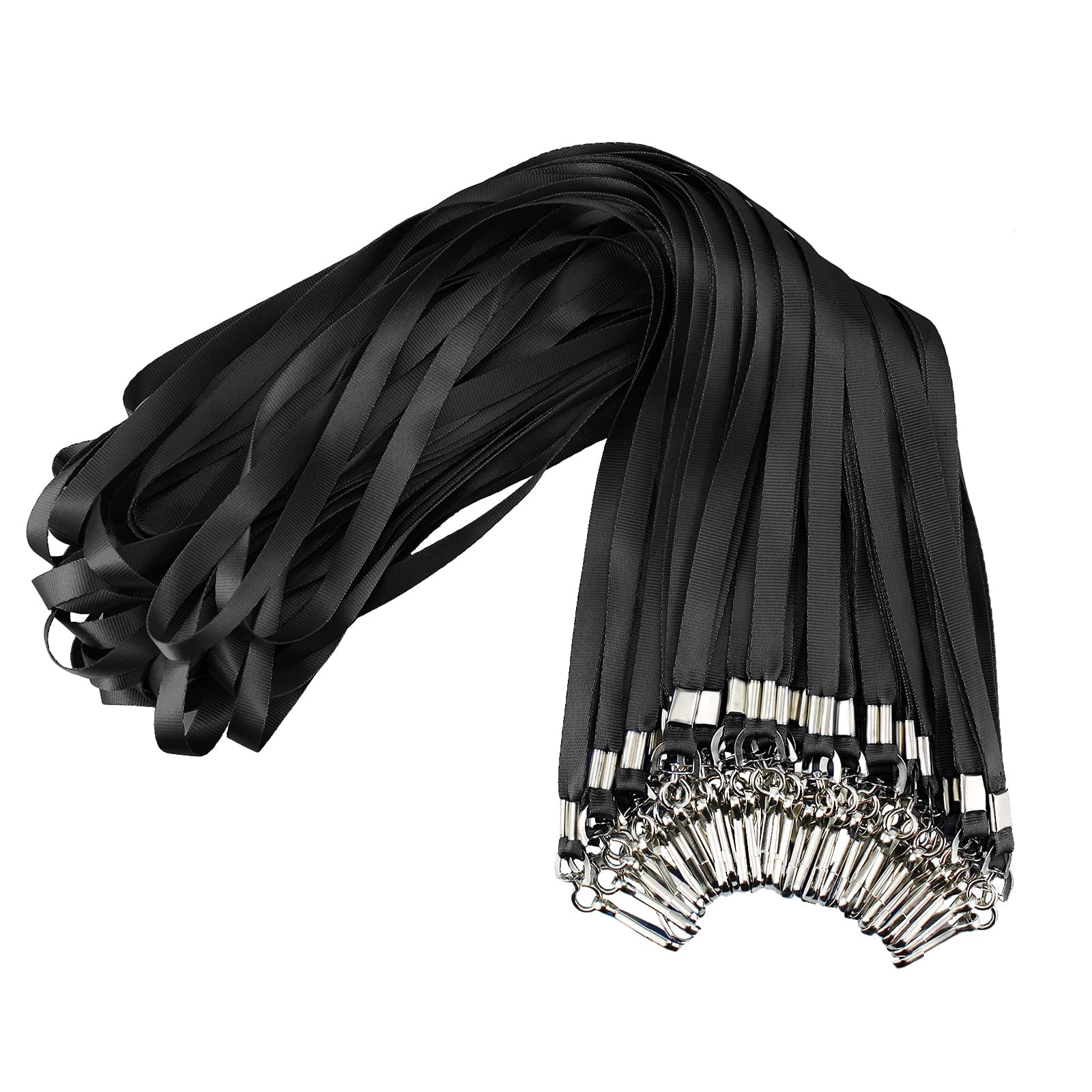 Black Lanyards Bulk 50 Packs For Id Badges With Swivel Hook Clips Name Tag Lanyard Holder