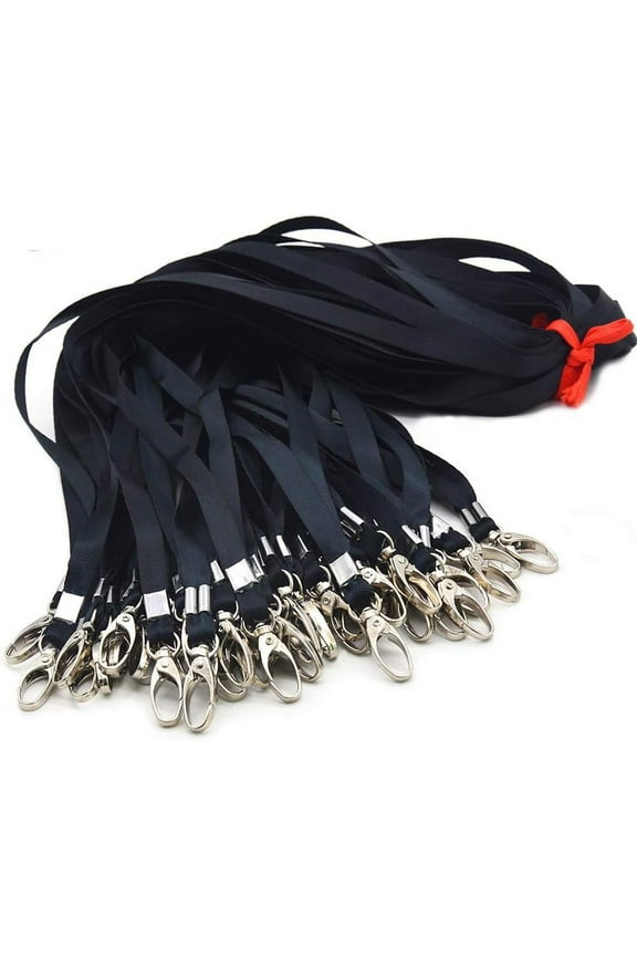 Black Lanyards Bulk Lanyards for Id Badges 50 Pack Each 17.7-Inch Lanyard Clip Woven Badge Lanyard with Clip Swivel Hooks