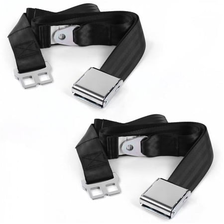 Black Lap Bucket Seat Belt Kit for 1935-1940 Early Cars Airplane 2 Point - 2 Belts