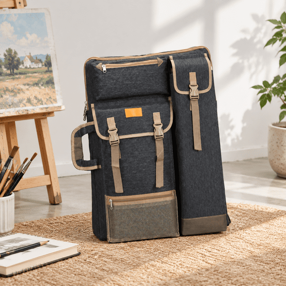Black Large 26" x 19.5" Canvas Art Portfolio Case Artist Storage Bag