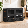 Black Large - 4 Pack Collapsible Stackable Fabric Storage Containers ...