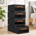 Black Large - 4 Pack Foldable Fabric Stackable Closet Organizers with ...