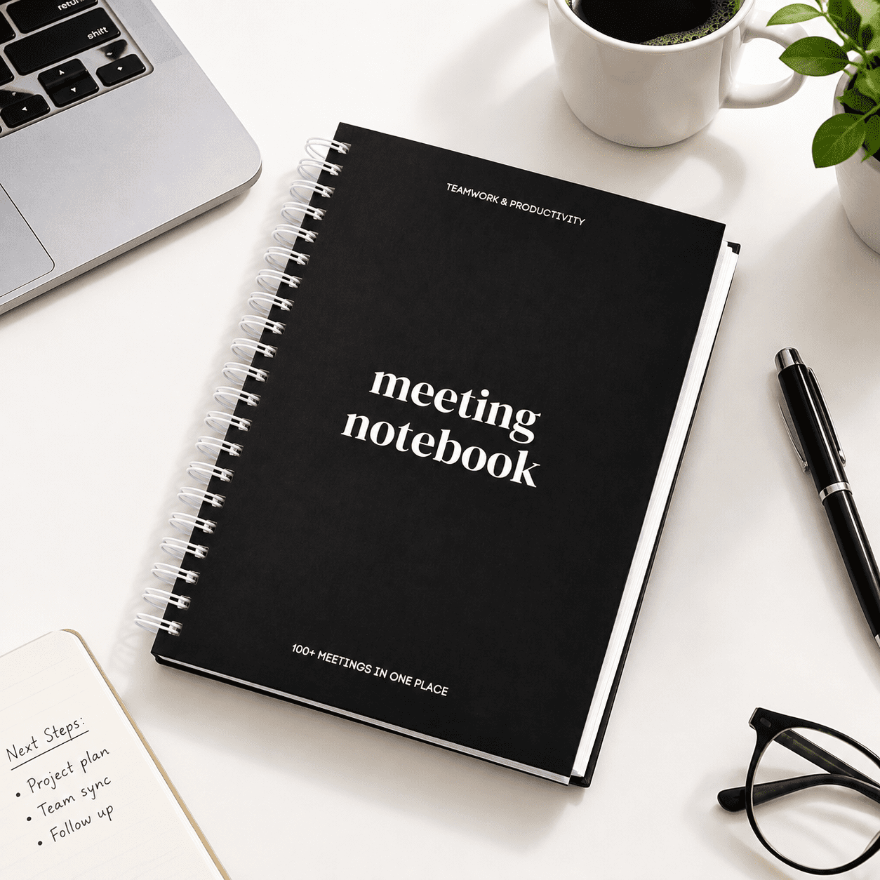 Black Large - 6.9x9.8" Meeting Notebook For Work Note Taking and ...