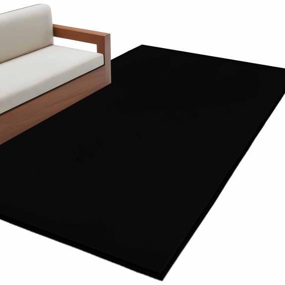 Black Large Area Rugs for Bedroom Living Room, Soft Non Slip Carpet Bedside Rug, Pure Black Rectangular Floor Cover Kitchen Accent Rug 4'x6' for Dining Room/Office