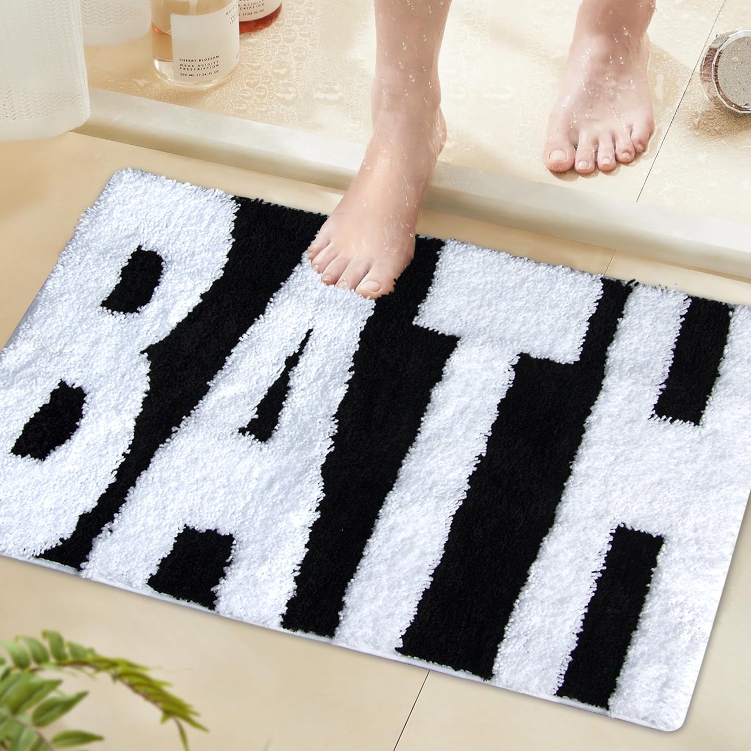 Black Large Bathroom Rugs 16" x 24", Thick Soft Bath Mats for Bathroom ...