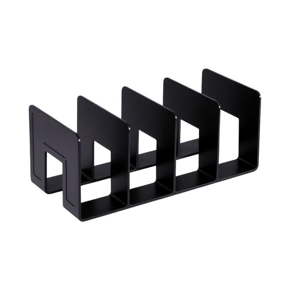 Black Large Bookstand Bookshelf For Desk Storage, Student Book Holder Organizer With Baffle Design, Plastic Book Support For Office Home Size 12.72X5.71X5.12 Inches 0.60 Lbs