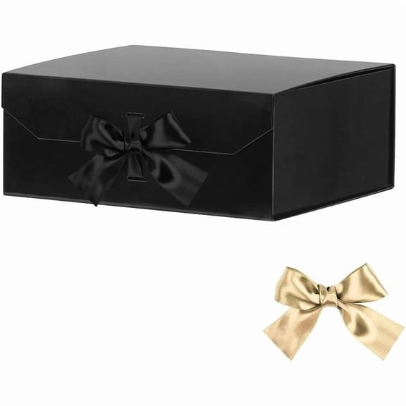 Black Large Box 13x11x5.3 Inches,Luxury Wrap Box with Lid Magnetic Closure,