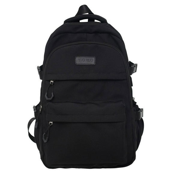 Black Large Capacity Daily Backpack, Ink Resistant Thick Wood Pulp Craft Paper