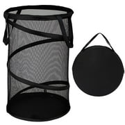 Black Large Collapsible Laundry Basket Foldable Mesh Pop Up Hamper with Handles for Laundry Room, Bathroom, Kids Room, College Dorm, Travel, Camping, Gift Basket