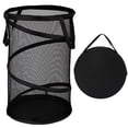 thumbnail image 1 of Black Large Collapsible Laundry Basket Foldable Mesh Pop Up Hamper with Handles for Laundry Room, Bathroom, Kids Room, College Dorm, Travel, Camping, Gift Basket, 1 of 6