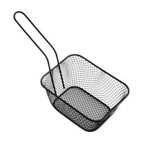 Black Large French Fries Basket, Stainless Steel Snack Basket, Big Frying Basket With Handles, Multipurpose Food Display For Kitchen, Party, Picnic 14.5X10.5X6.5In 0.18Lb
