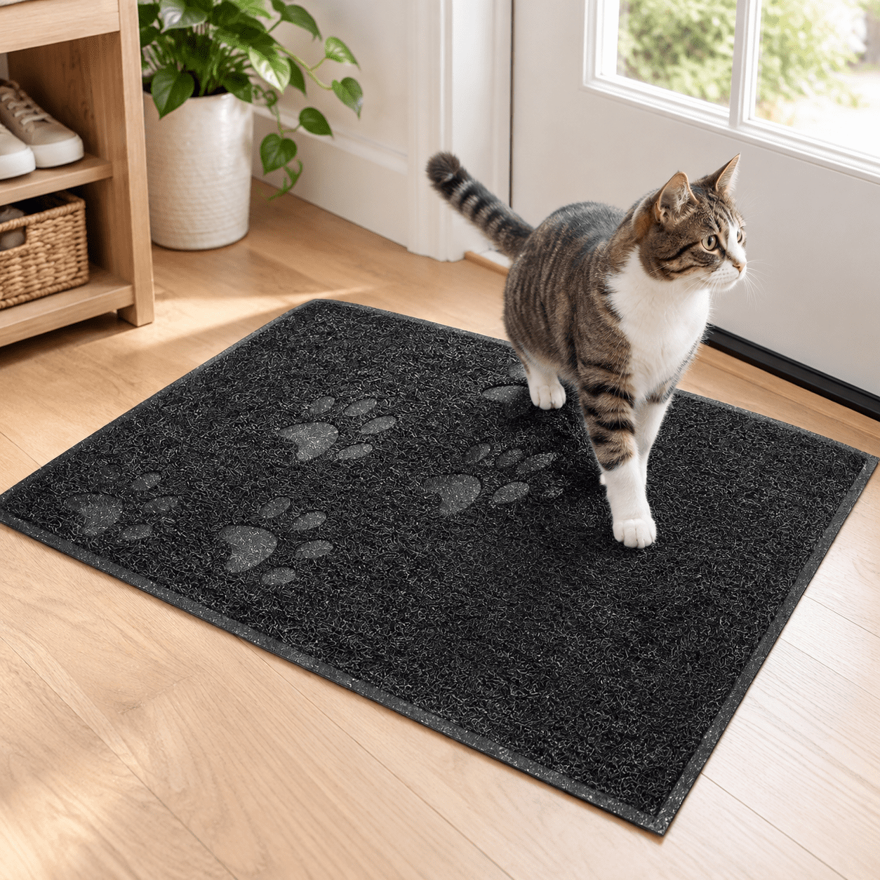 Litter Catching Rug Black Large (Pack of 1) Cat Litter Mat, Waterproof Non-Slip Pet Litter ...