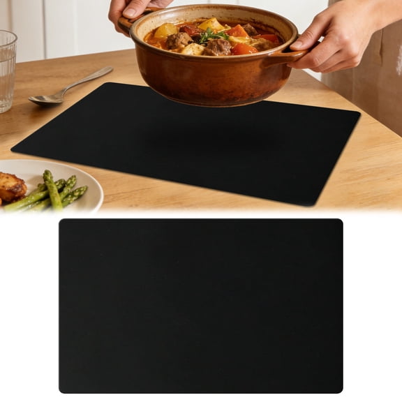 Black Large Silicone Mat for Kitchen Counter 23x15", Non-Skid Heat Resistant Countertop Protector - Multipurpose Craft Pad & Placemat