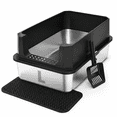 thumbnail image 1 of Black Large Stainless Steel Cat Litter Box, Durable Metal Pet Litter Pan for Adult Cats, 1 of 7