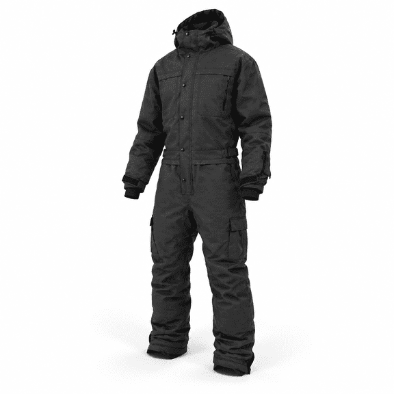 Black Large Unisex One-Piece Waterproof Warm Winter Snow Suit for Outdoor Snowsports