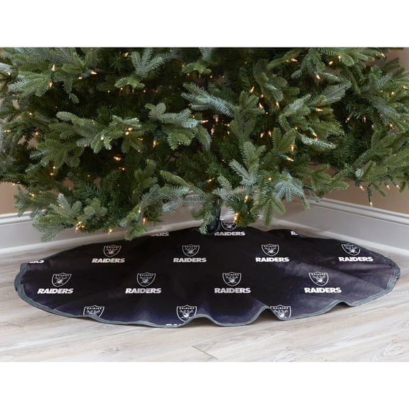 Black Las Vegas Raiders Micro Plush Christmas Tree Skirt