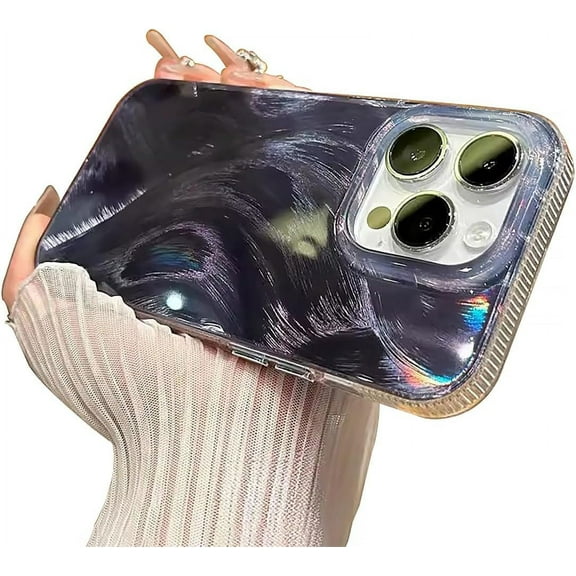 Black Laser Glitter Glossy TPU Case Compatible with iPhone Case (iPhone 15)