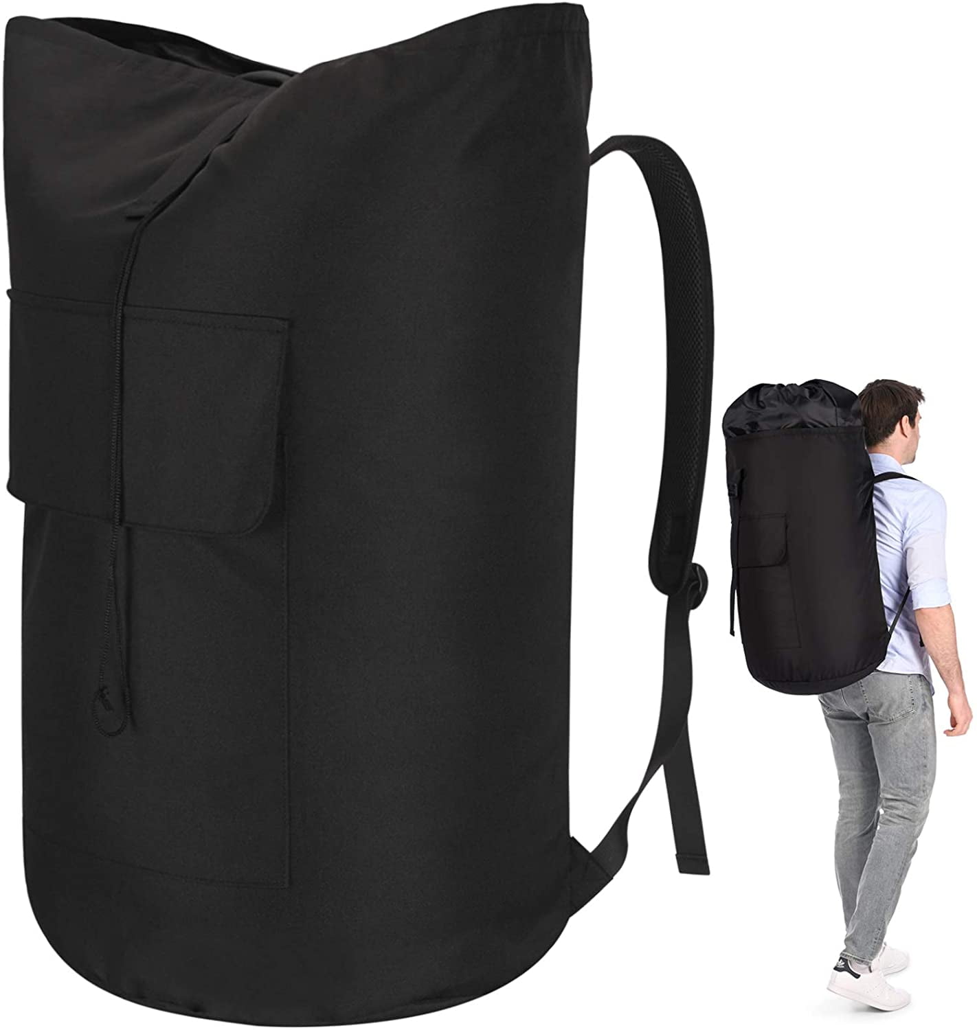 OUDXVEE 115L Black Laundry Bag Backpack: Durable, Adjustable