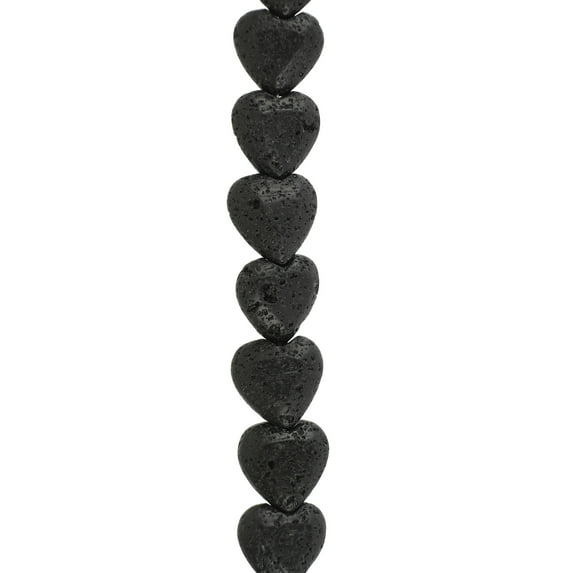 Black Lava Heart Beads - 10mm by Bead Landing