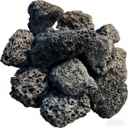 Black Lava Rock 1.2"-2" Large Volcanic Rocks for Gas Fireplace, Fire Pit, Propane Fire Pit, Fire Glass Embers 10Lbs