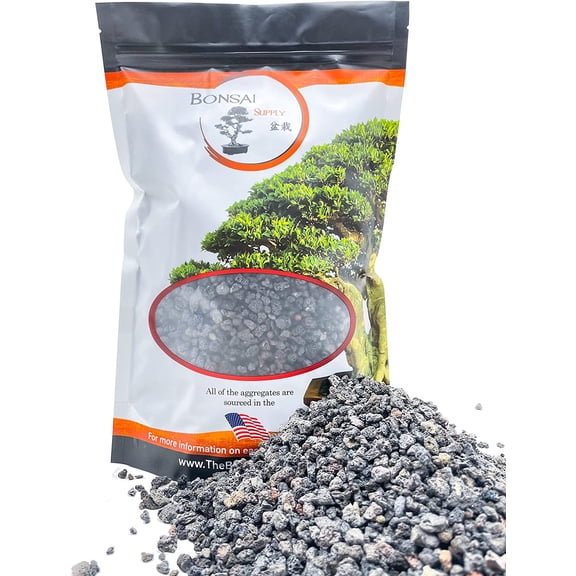 Black Lava Rock | 2 Quarts Bag | 1/4” Particle Size | Soil Aggregate for Bonsai, Cactus, Succulents, Aquariums, and More | Enables Optimal Drainage and Soil Aeration | The Bonsai Supply