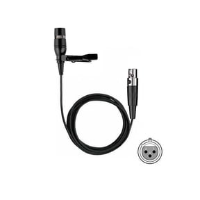 Black Lavalier Microphone, Cardioid Condenser Clip-on Mic for AKG/Samson Wireless Systems, Mini XLR TA3F Plug