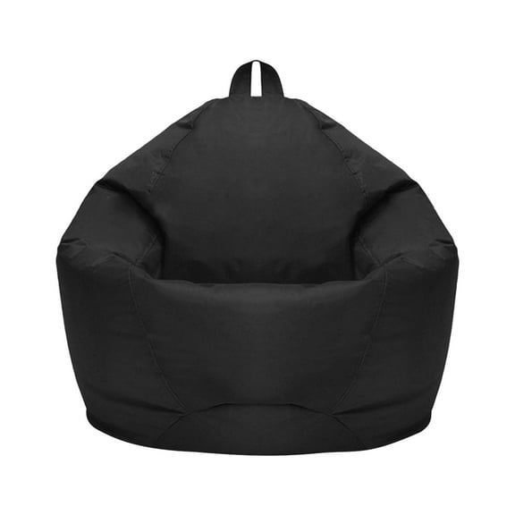 Black Lazy Bean Bag Sofa Cover Only - 70X80Cm Stretchable Jacquard Slipcover for Floor Chair, Soft Linen Texture Couch Case, Removable Washable Furniture Protector