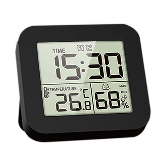 Black Lcd Digital Hygrothermograph Humidity Meter Temperature Gauge Multifunctional Clock Timer With Alarm And Countdown Black