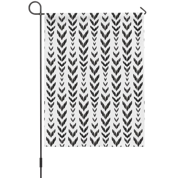 Black Leaf Arrow Garden Flag 12 x 18 Inches, Modern Abstract Minimalist Vertical Leaves Waves Weather Proof Outdoor Patio Flags Double Sided Small Garden Decoration for Yard Outside Home