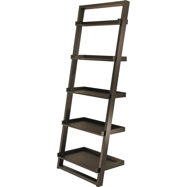 Black Leaning Bookshelf 5 Tier