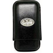 Black Leather 3-Finger Cigar Case   Deer Grazing