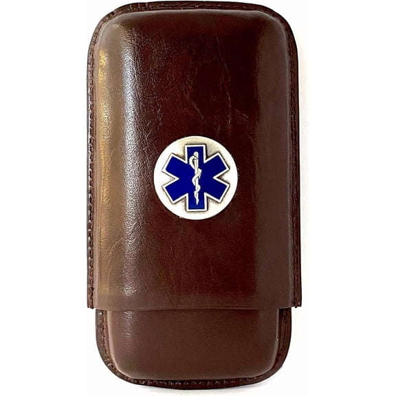 Black Leather 3-Finger Cigar Case (EMS Star of Life)