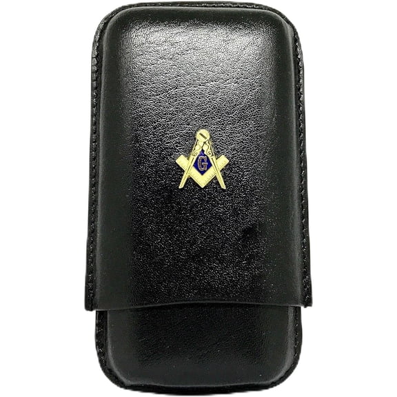 Black Leather 3-Finger Cigar Case (Mason Cut-Out)