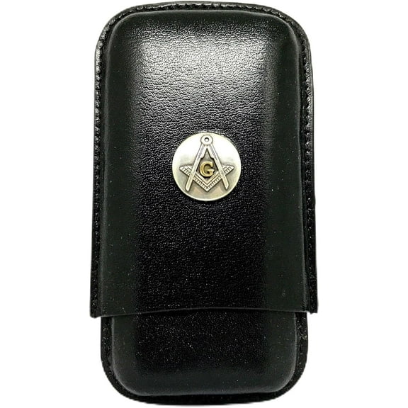 Black Leather 3-Finger Cigar Case  (Mason  Metallic)