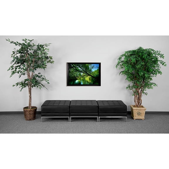 HERCULES Imagination Series Black LeatherSoft Three Seat Bench with Ganging Clips