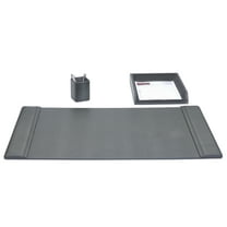 Black Leather 3Pc Desk Set w/34x20 pad