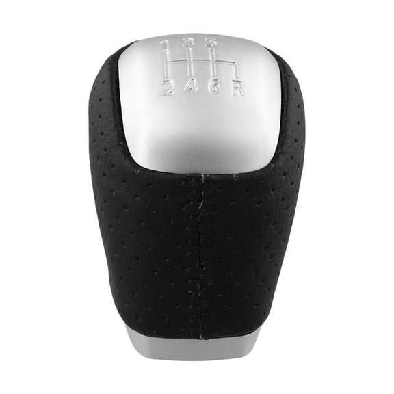 Black Leather 6 Speed Gear Shift Knob for Range Rover Evoque 2011-2018, Hand-Stitched Soft Grip ABS PU Replacement, OEM LR024719 LR024721(Perforated)