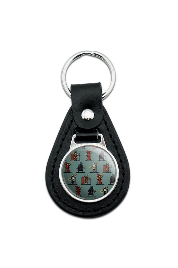 Black Leather 8-Bit Pixel Heroes RPG Pattern Keychain