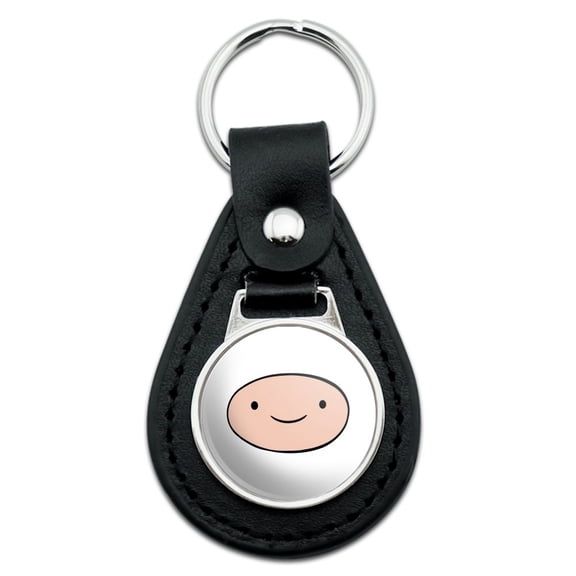 Adventure Time Finn Head Black Leather Keychain